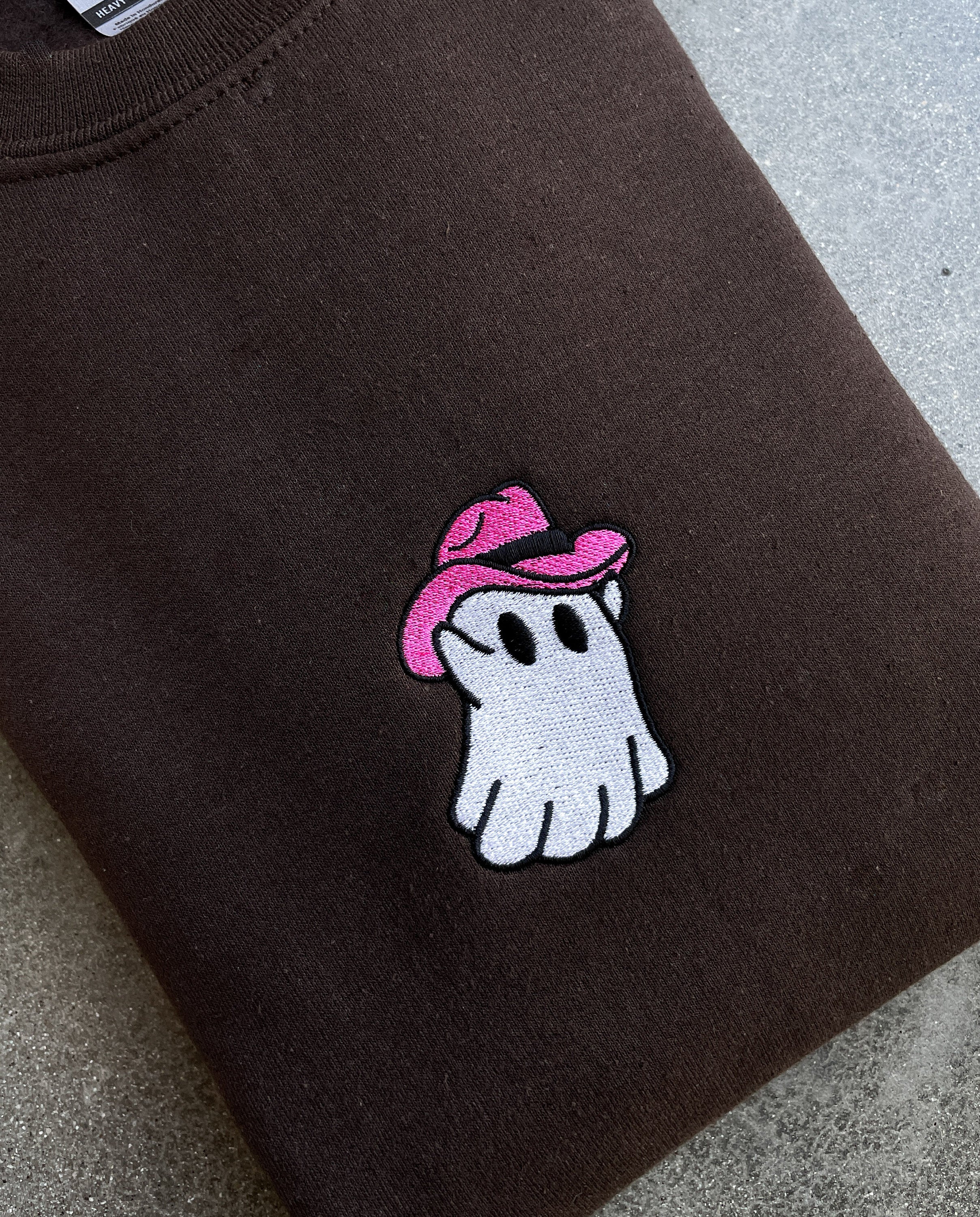 Cartoon Sweatshirt Embroidered Ghost Sweatshirt Halloween Crewneck