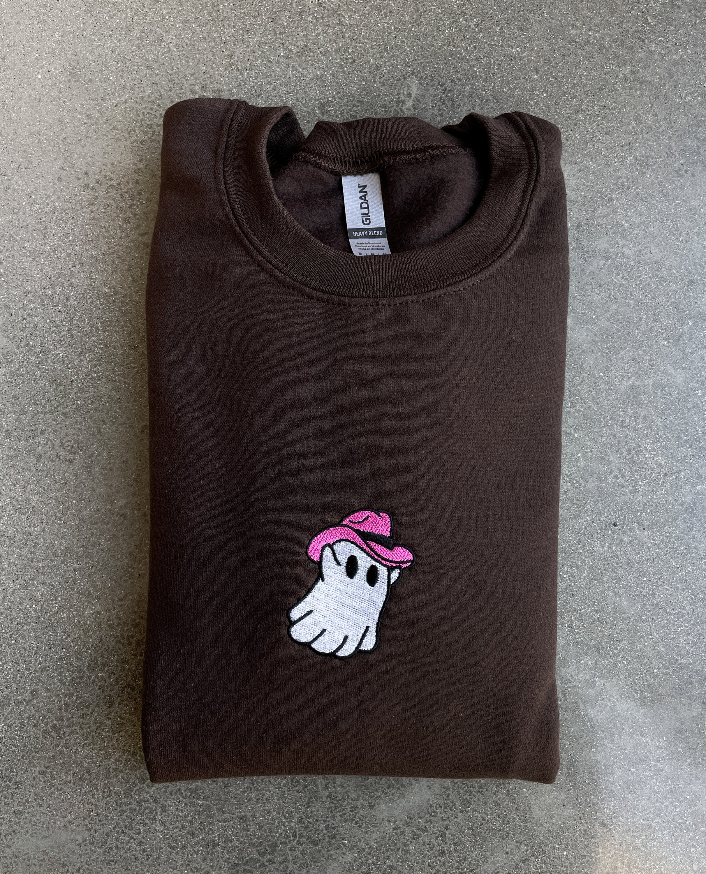 Cartoon Sweatshirt Embroidered Ghost Sweatshirt Halloween Crewneck
