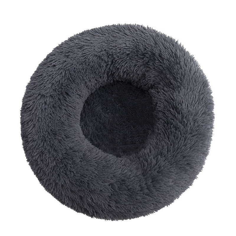 Cozy Donut-Shaped Plush Dog House: Winter Warmth Pet Cushion
