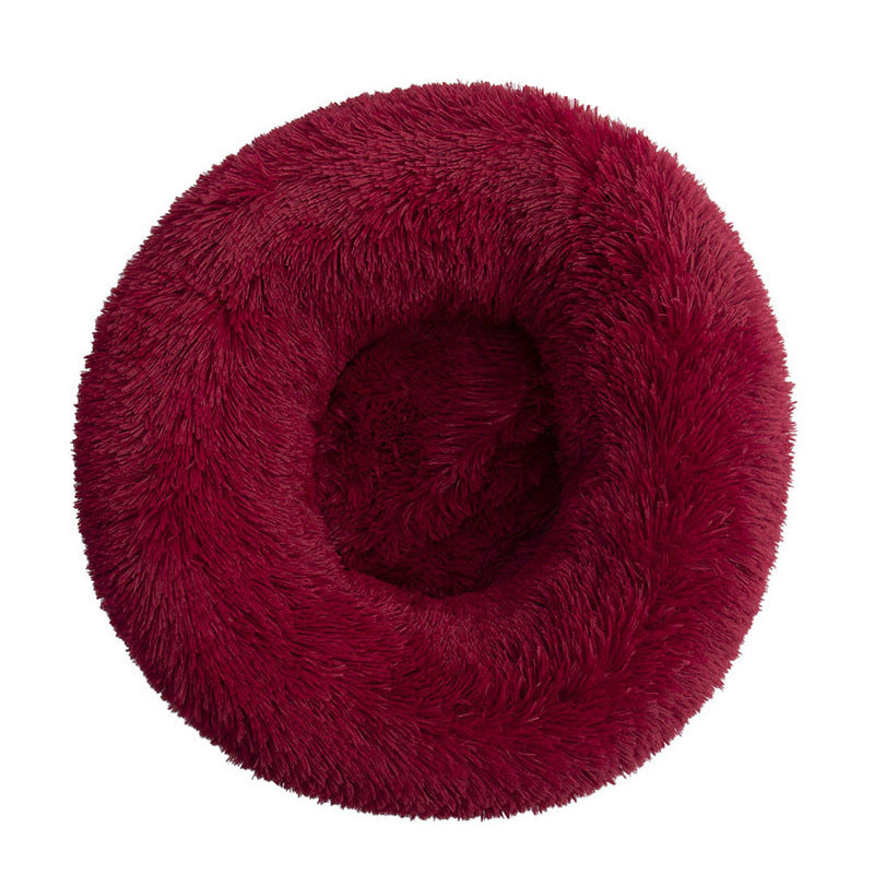 Cozy Donut-Shaped Plush Dog House: Winter Warmth Pet Cushion