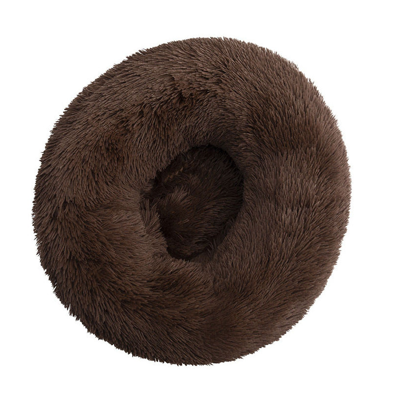 Cozy Donut-Shaped Plush Dog House: Winter Warmth Pet Cushion