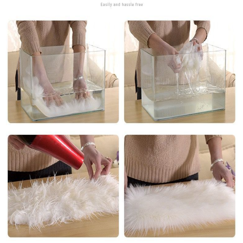 Red Faux Sheepskin Fur Super Soft Shaggy Modern Plush Flower Shaped Irregular Shaped Area Bedside Rugs For the Bedroom Living Room Hall