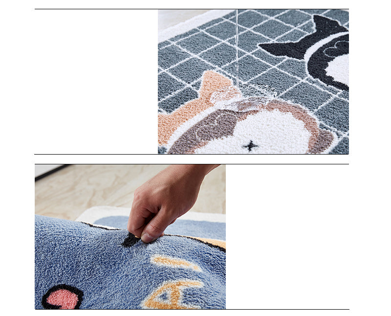 Cartoon Corgi Ass Pattern Entrance Door Mat Kitchen Bathroom Carpet Anti-slip Mat