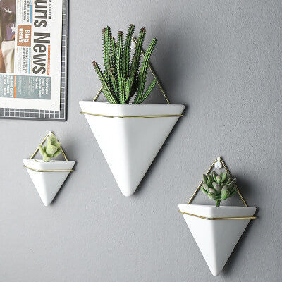 White Creative Living Room Wall Hanging Flower Pot Greenery Hanging Background Wall Decoration