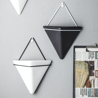 Black Creative Living Room Wall Hanging Flower Pot Greenery Hanging Background Wall Decoration