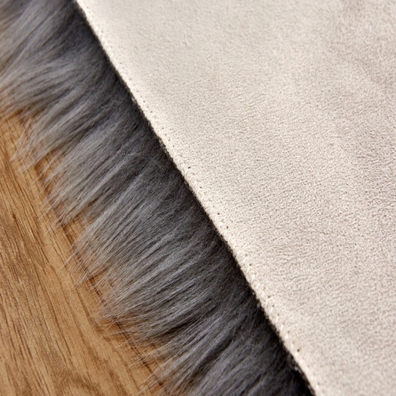 80*80cm White Round Faux Sheepskin Fur Area Grey Shaggy Plush Rugs