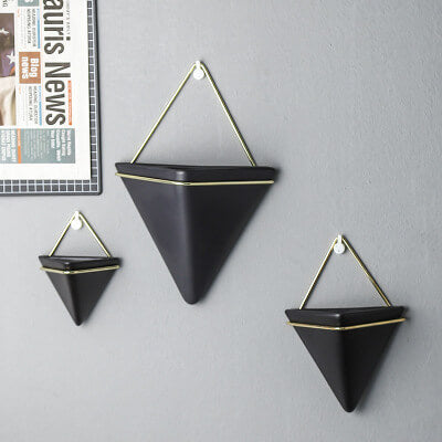 Black Creative Living Room Wall Hanging Flower Pot Greenery Hanging Background Wall Decoration