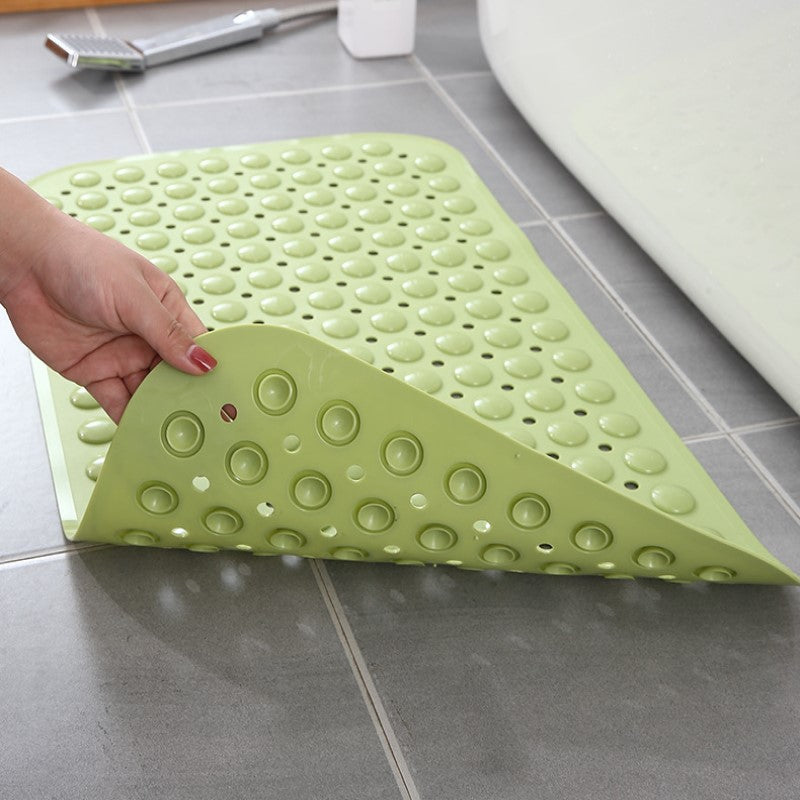 Beige Simplicity Antibacterial Bathroom Shower Mats Tub Mat With Suction Cups and Drain Holes