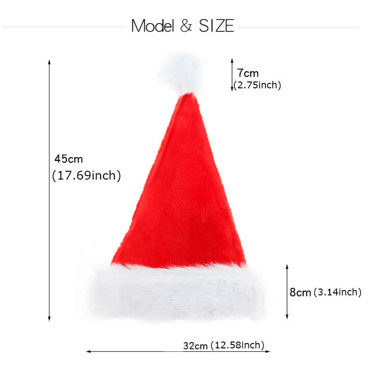 Santa Hat Adult Christmas Hat, Unisex Santa Claus Hat Xmas Holiday Hat  for Christmas New Year Festive Party Supply