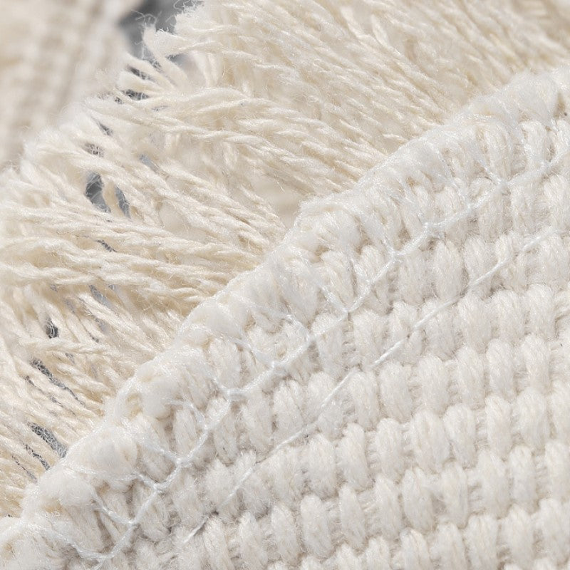 Modern Round Blue Cotton linen Area Rug Hand Woven Floor Carpet Rug for Living Room Bedroom