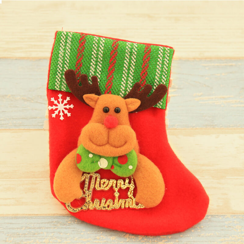 12 Pcs Christmas Stockings Set Small Xmas Stockings Xmas Fireplace Hanging Stocking Party Gift Bag Candy Bag