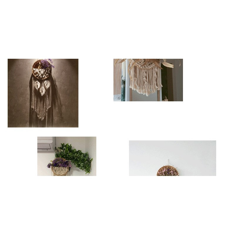 01 Circle Tassel Tapestry Handwoven Wall Decoration Wicker wall basket