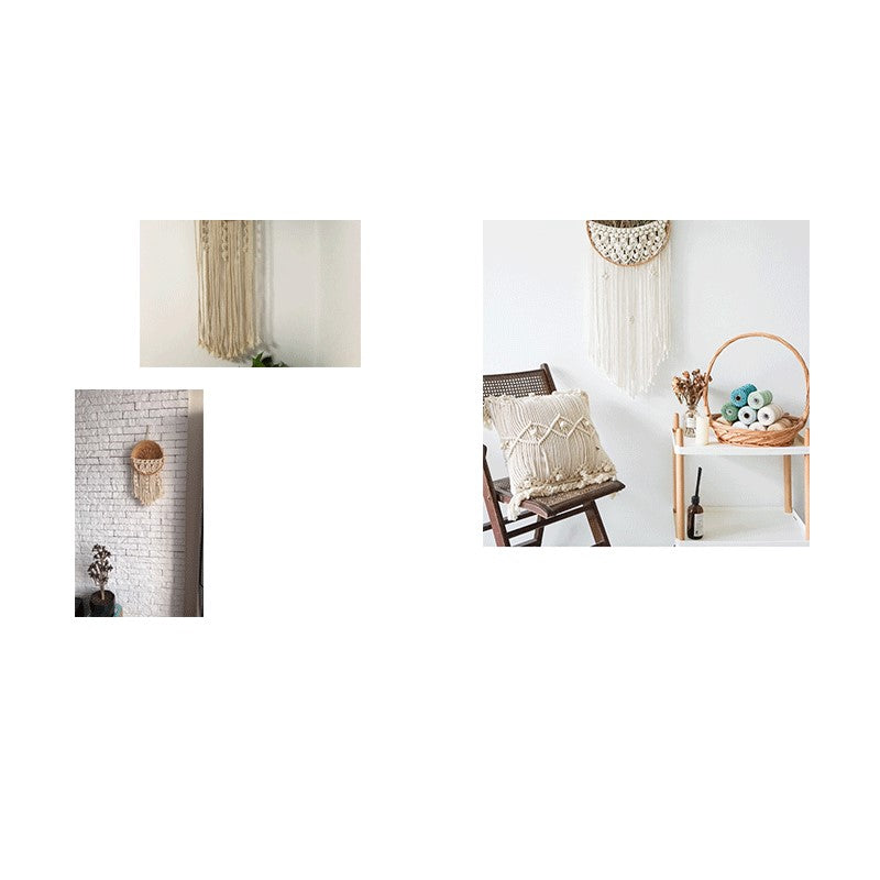 02 Circle Tassel Tapestry Handwoven Wall Decoration Wicker wall basket