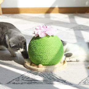 Cat climbing frame Natural Sisal Rope Cactus Cat Scratching Post with Flower, Circle Track with Moving Balls Cat Tracks Cat Toy