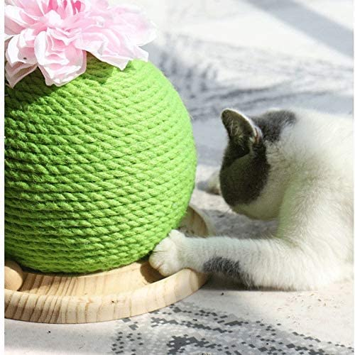 Cat climbing frame Natural Sisal Rope Cactus Cat Scratching Post with Flower, Circle Track with Moving Balls Cat Tracks Cat Toy