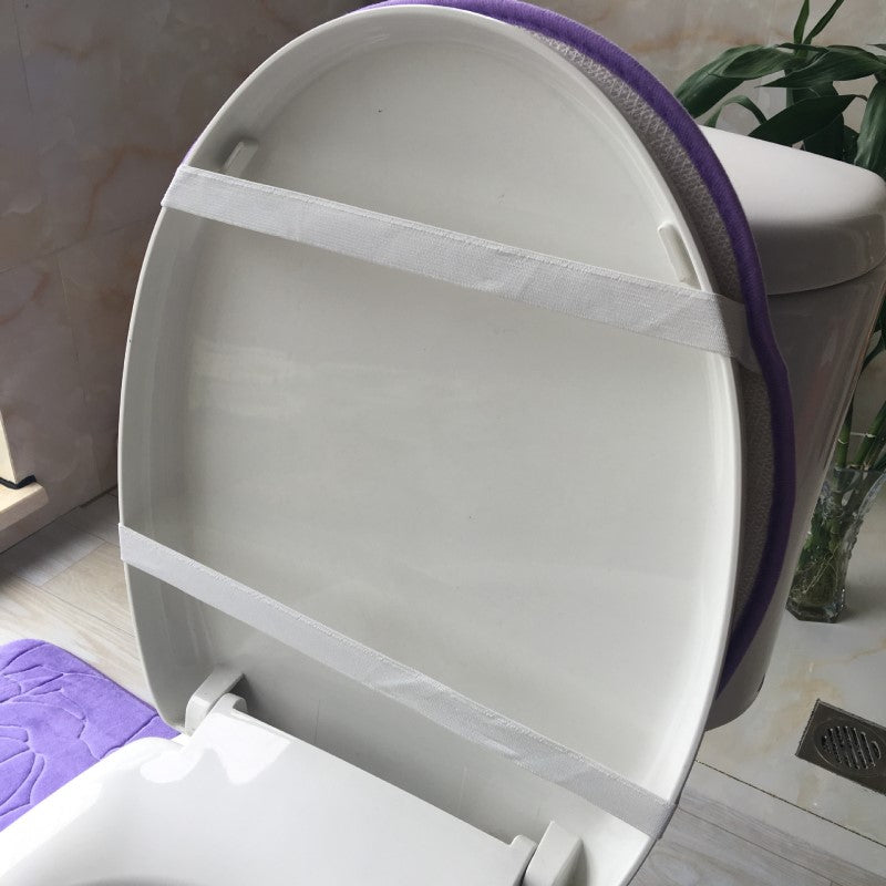 Khaki Square Shape Modern Coral Fleece Rugs Three-piece Bathroom Toilet Carpet Anti-Slip Mats