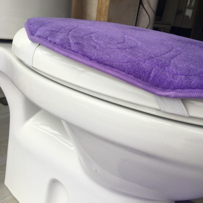 Grey Stone Shape Floral Modern Coral Fleece Rugs Three-piece Bathroom Toilet Carpet Anti-Slip Mats