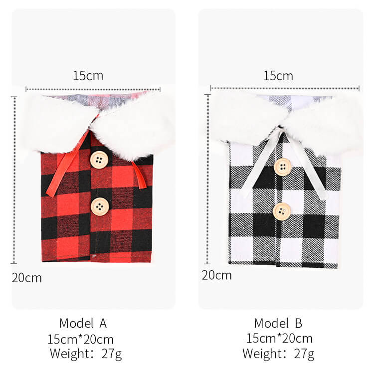 Lapel Red and Black Lattice Christmas Wine Bottle Covers Decoration