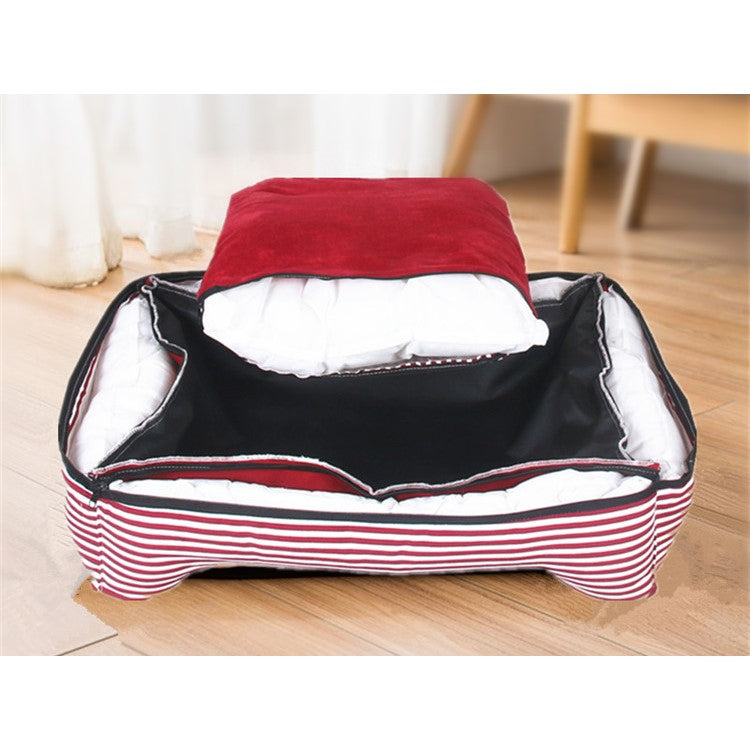 Gray Warm Rectangle Puppy Sleeping Cushion Washable Removable Pet Mat