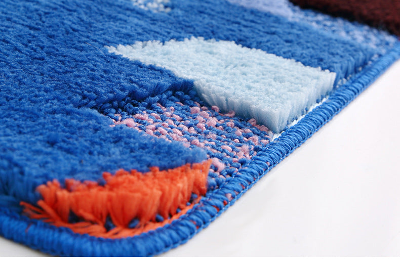 Blue Diamond Striped Patterned Entryway Doormat Rugs Kitchen Bathroom Anti-slip Mats