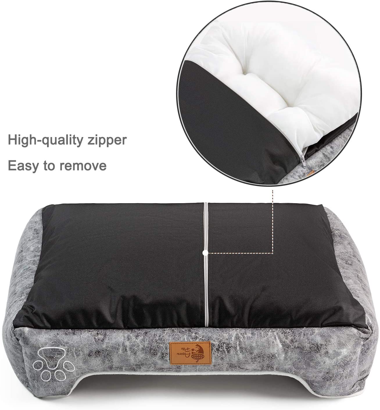 Brown Deluxe Square Dog & Cat Soft Pet Bed Detachable and Washable Easy to Clean