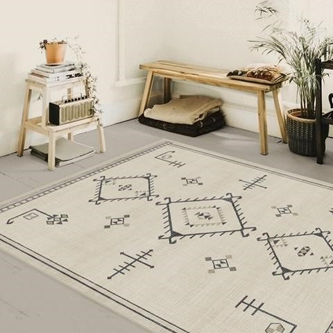 Beige Modern Geometric Rugs for Living Room Bedroom Hall Office Machine Washable