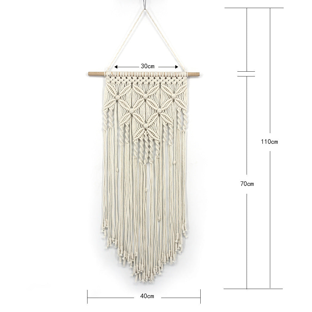 Butterfly Pattern Beige Cotton Hanging Rugs Tapestry With Tassel Handwoven For Bedroom Living Room Hall Wall Decor Art Tapestries