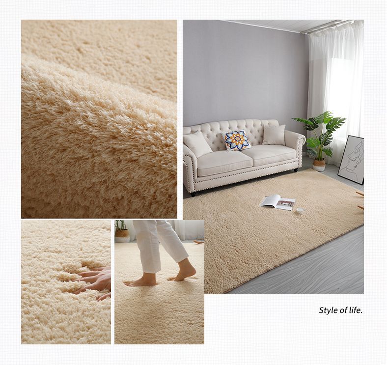 Wine Red Simple Modern Plain Comfy Lambswool Comfy Plush Rugs For Living Room Bedroom Bedside Carpet