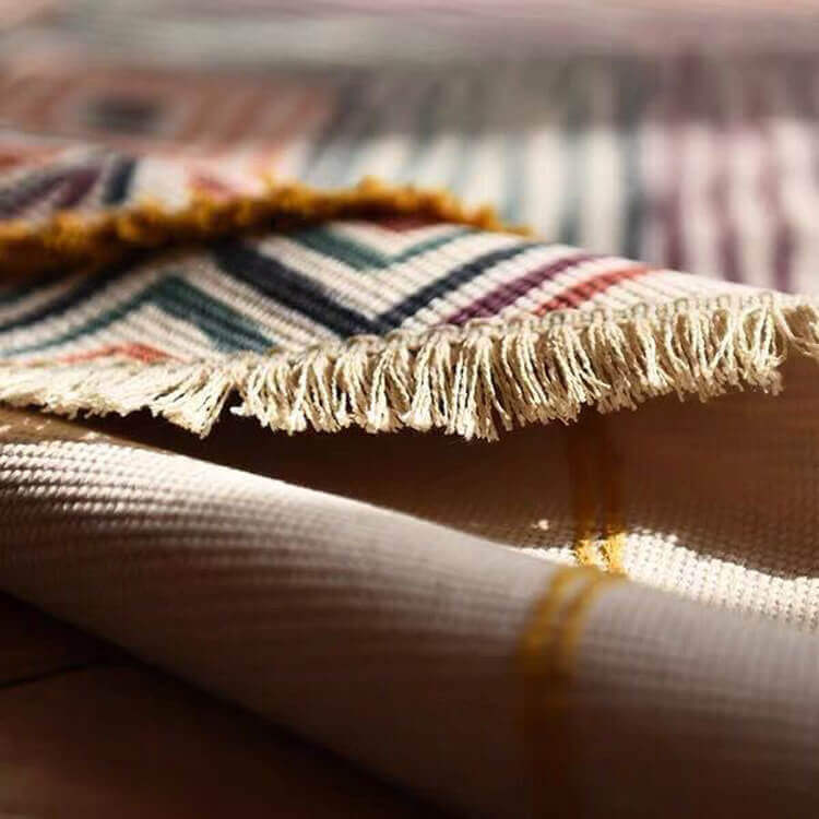 Yellow Moroccan Geometric Cotton Area Rug with Tassel Hand Woven Machine Washable Floor Carpet Rug for Living Room Bedroom