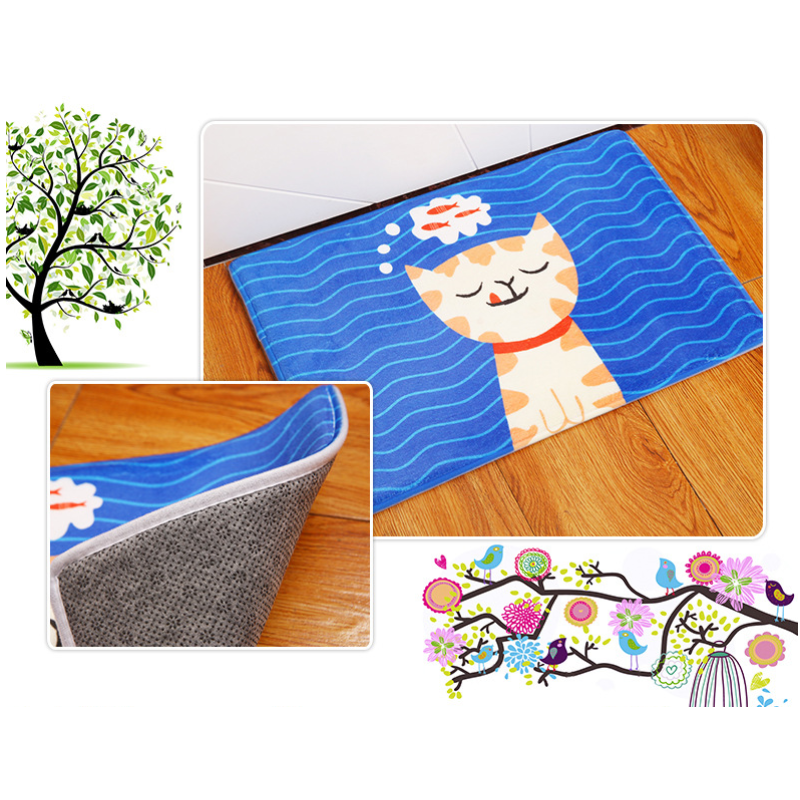 Blue Purple Lantern Shaped Geometric Pattern Entryway Doormat Rugs Kitchen Bathroom Anti-slip Mats