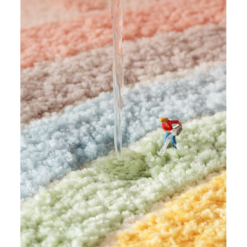 Multi-coloured Striped Patterned Entryway Doormat Rugs Kitchen Bathroom Anti-slip Mats