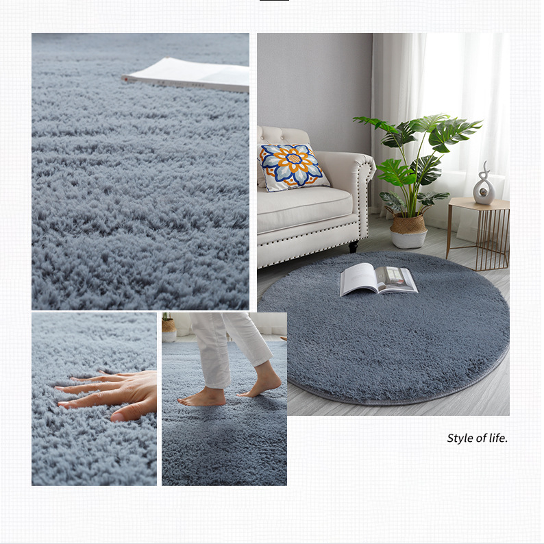 Round Brown Soft Comfortable Plush Rugs Living Room Bedroom Kids Room Bedside Floor Rugs