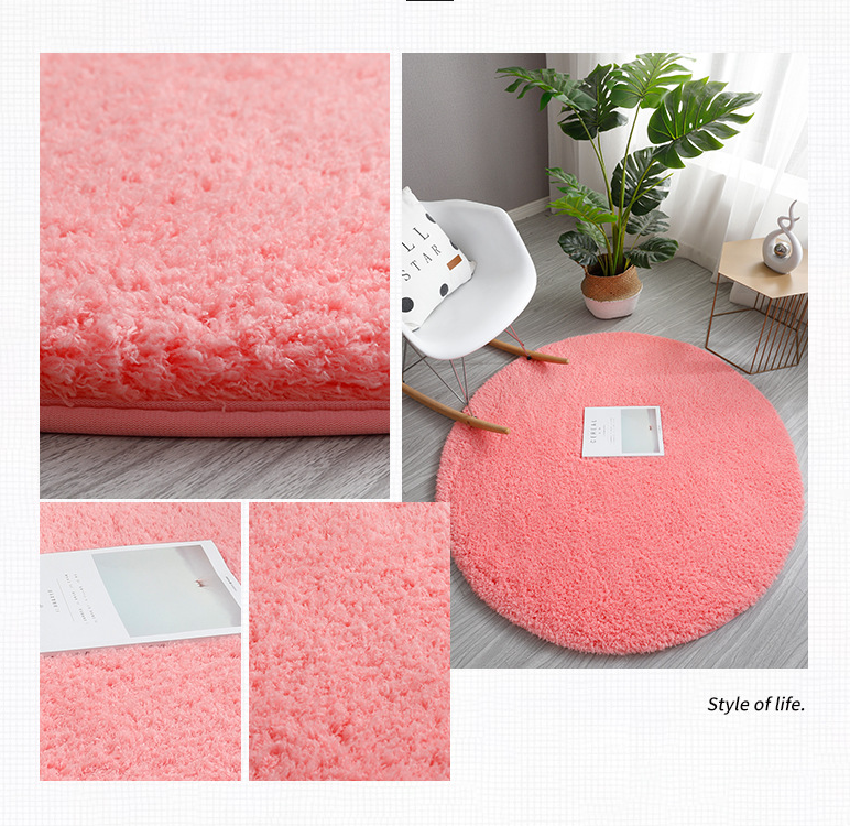 Grass Green Simple Round Modern Lambswool Comfy Plush Rugs For Living Room Kids Room Bedroom Bedside Carpet