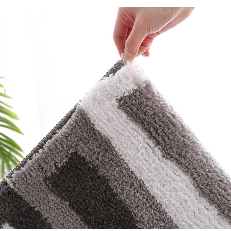 Simple Black Grey White Striped Patterned Entryway Doormat Rugs Kitchen Bathroom Anti-slip Mats