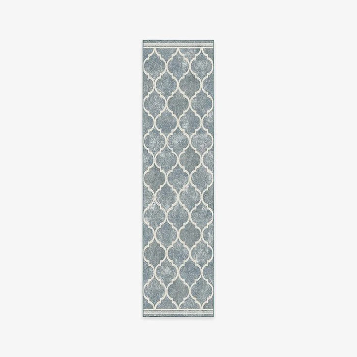 Blue Modern Geometric Rugs Runners for Living Room Bedroom Hall Office Machine Washable