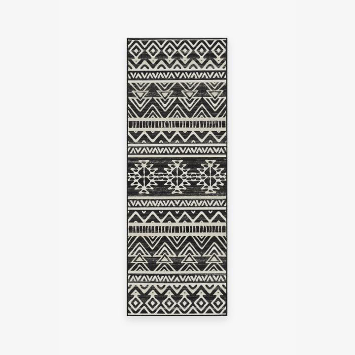 Modern Black Geometric Rugs for Living Room Bedroom Hall Office Machine Washable