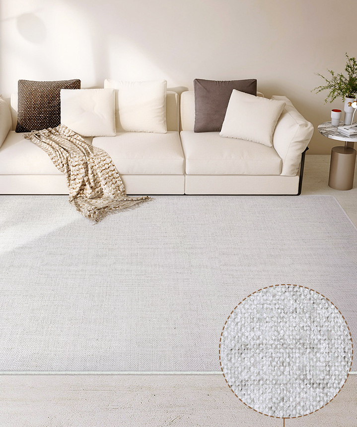 Linen Patterned Light Grey Modern Minimalist Living Room Rug Bedroom Sofa Coffee Table Rug 06