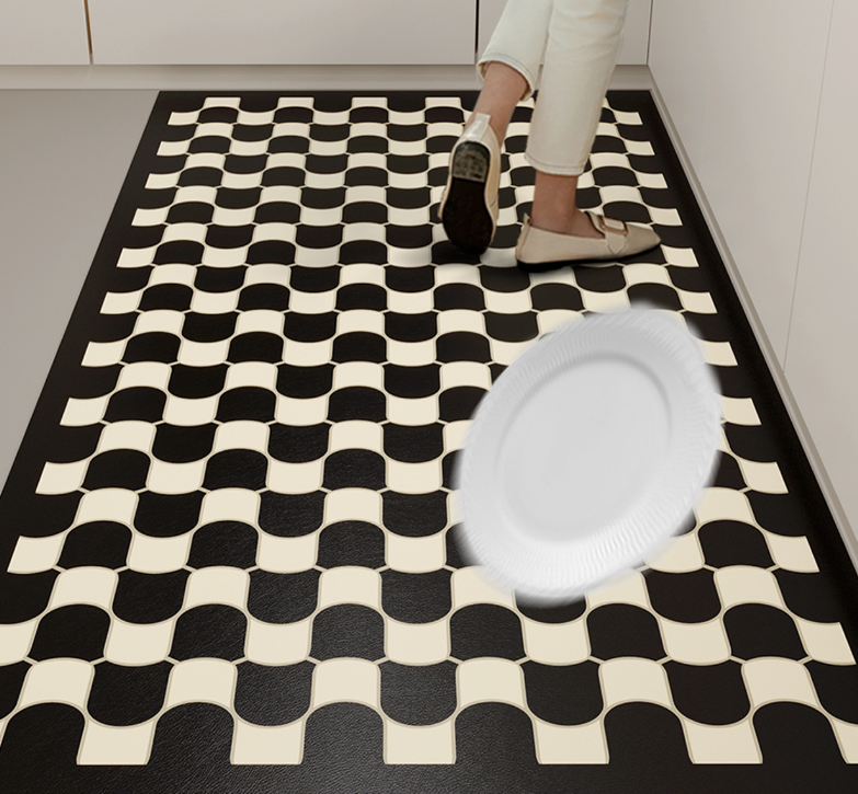 Scrubbable Kitchen Floor Mats Waterproof, Grease-proof and Non-slip PVC Foot Mats For Dirt-resistant Carpets 04