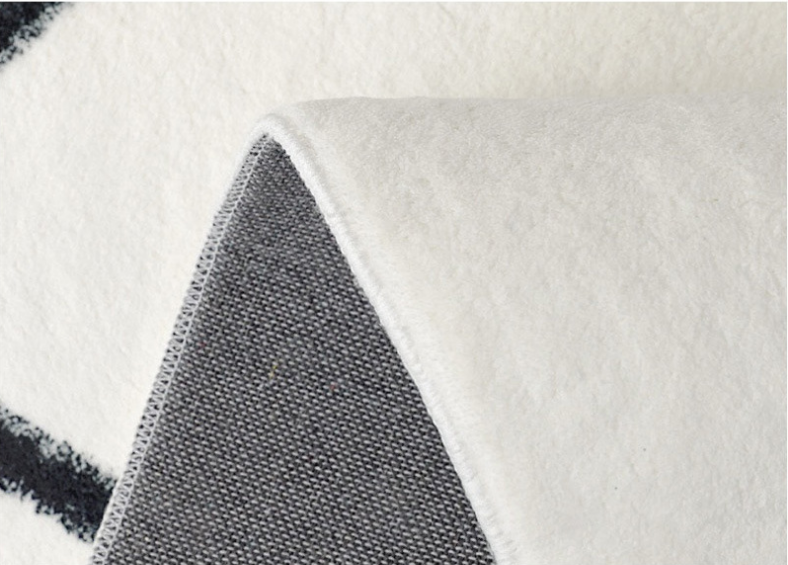 Black And White Line Faux Cashmere Living Room Rug For Domestic Use