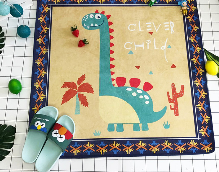 Cute Cartoon Dinosaur Children's Indoor Bedside Blanket Living Room Bedroom Study Crawl Mat Carpet Foot Mats