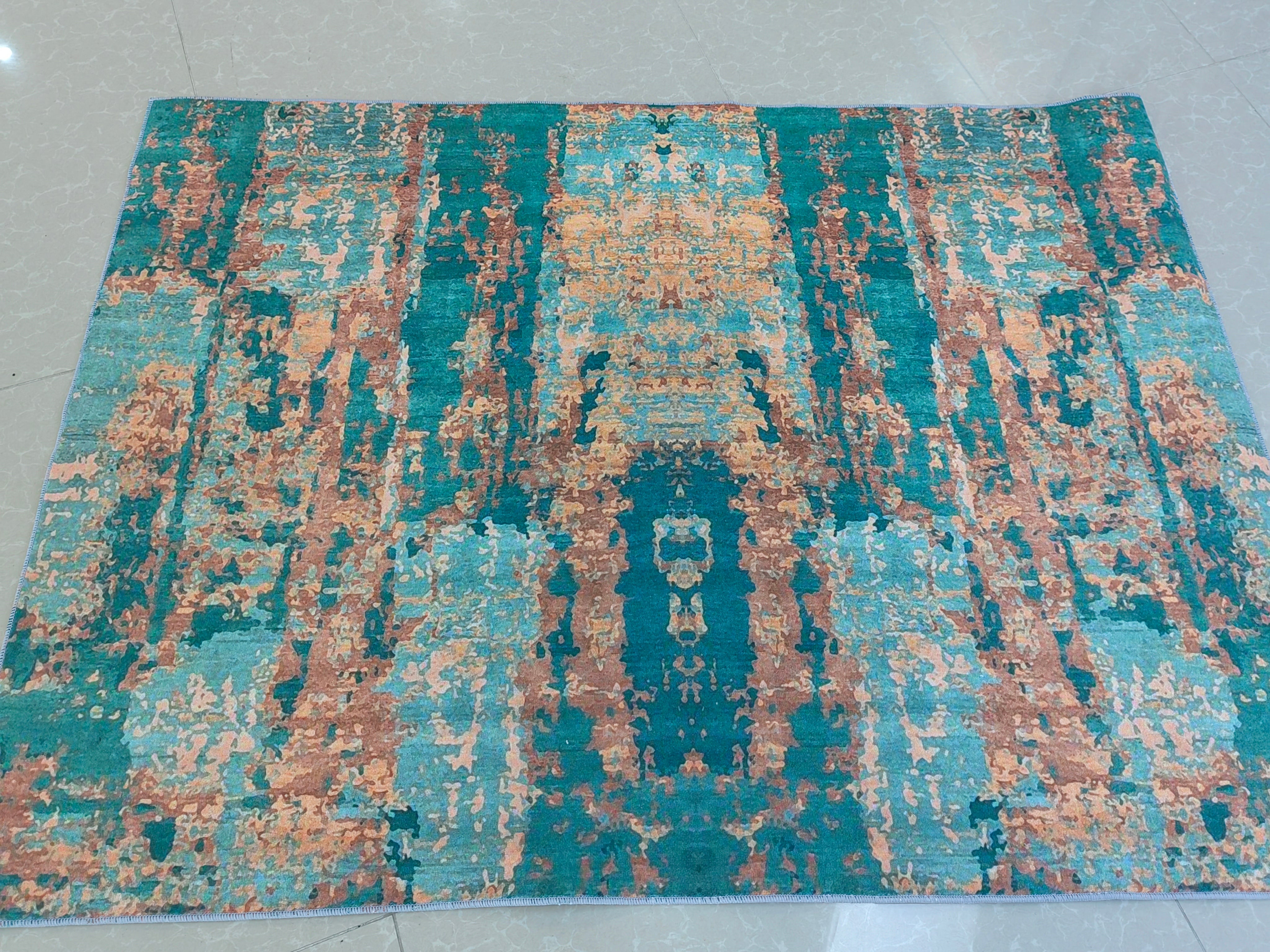 Blue Green Brown Ink Gradient Pattern Modern Abstract Rug For Bedroom Living Room Sofa Rugs Floor Mat