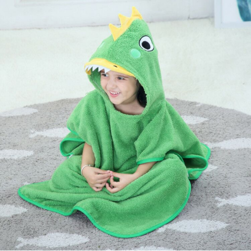 Comfortable Skin-friendly Lovely Green Three-dimensional Dinosaur Bathrobe Baby Children's Towels