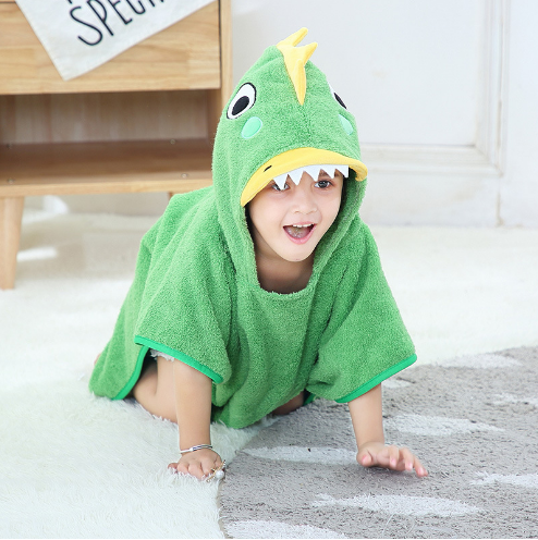 Comfortable Skin-friendly Lovely Green Three-dimensional Dinosaur Bathrobe Baby Children's Towels