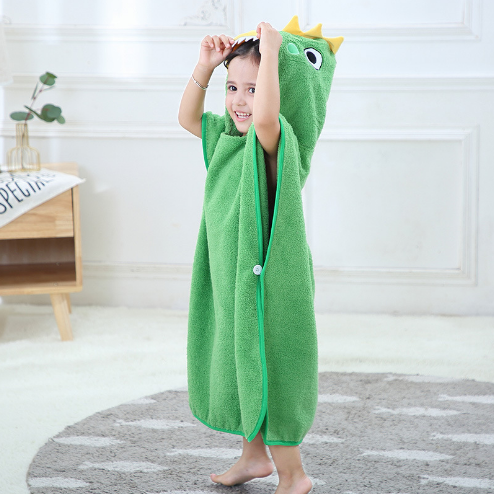 Comfortable Skin-friendly Lovely Green Three-dimensional Dinosaur Bathrobe Baby Children's Towels