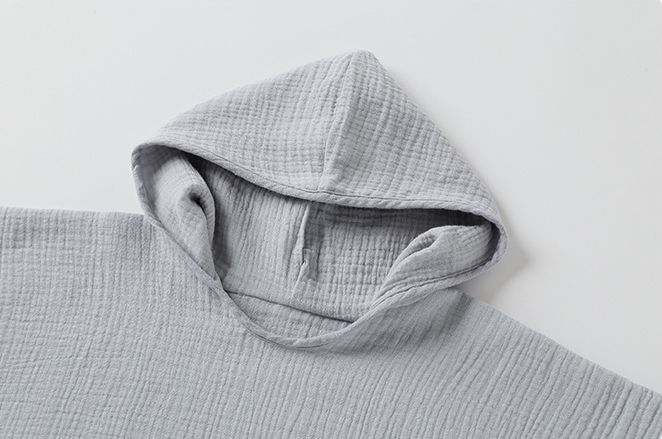 Pure Grey Color SimpleCotton Comfortable Skin-friendly Soft Hooded Bathrobe Baby Children Towels