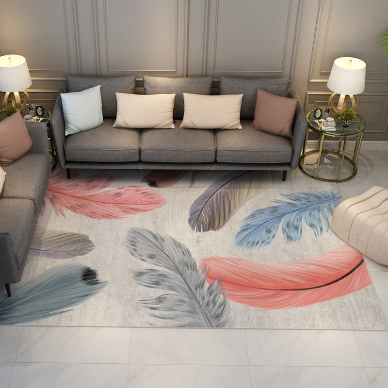 Colorful Feather Modern Simple Rugs for Dining Room Living Room Hall Bedroom Office