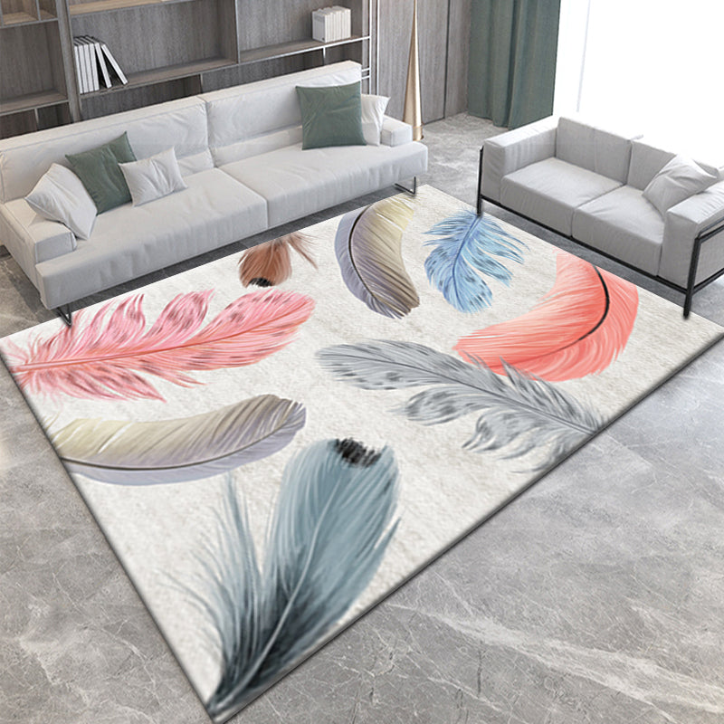 Colorful Feather Modern Simple Rugs for Dining Room Living Room Hall Bedroom Office