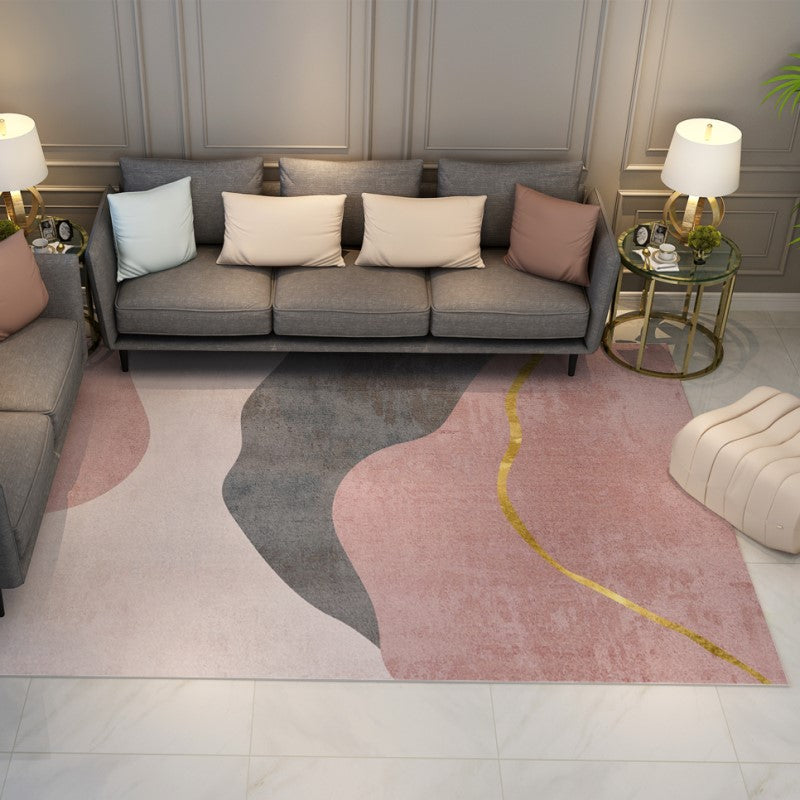 Pink Modern Geometric Simple Geometric Rugs for Dining Room Living Room Hall Bedroom Office