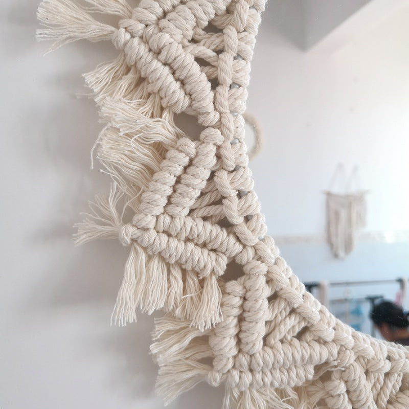 01 Weaving Art Hanging Wall Decoration with Mirror Art Decor
