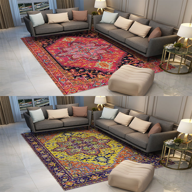 Pink Yellow Shaggy Traditional Retro Carpets for the Living Room Hall Bedroom